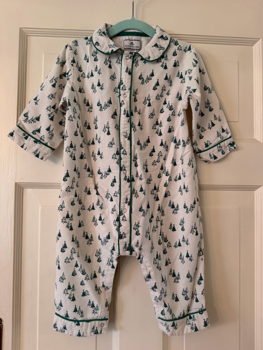 Petite plume flannel romper pajamas